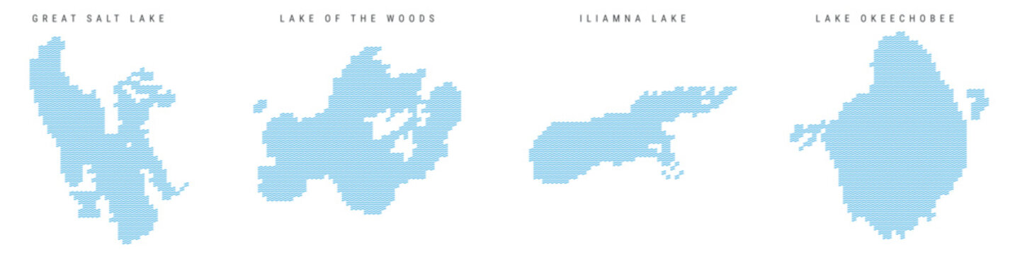 The largest and most significant lakes in North America. Flat vector illustration isolated on white background.