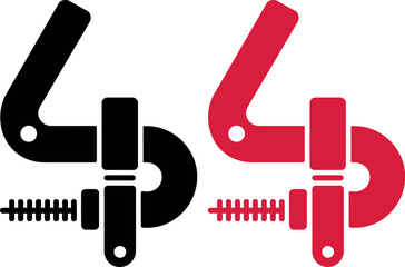 Illustration of two clamps one black and one red on white