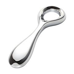 Detailed depiction of a bottle opener with smooth surfaces and subtle reflections, isolated on transparent background, PNG Cutout