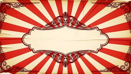 Vintage Circus Style Background with Red and White Stripes.