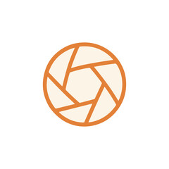 Camera lens shutter icon logo flat vector design