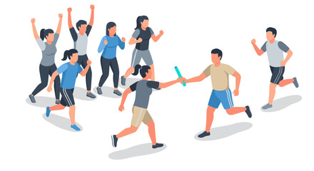 Teamwork and competition in relay race illustration for sports enthusiasts and event promotions