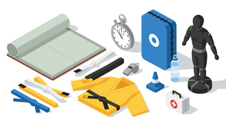 Martial arts training equipment and tools for fitness and discipline illustration