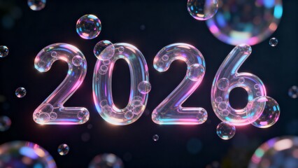 Cyber 3D Neon Robot Holding 2026 Sign – Futuristic New Year Glow Illustration”
