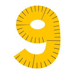 Measuring Tape Letter 9 Education Alphabet Icon Element