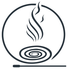 Obraz premium Stylized horse head and flowing mane above a spiral and stick symbolizing incense