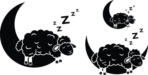Sleeping sheep on the moon illustration for bedtime story concept art