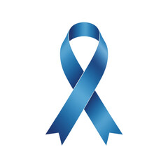 Blue awareness ribbon symbol for various causes and health support