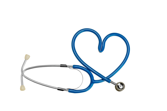 Stethoscope shows heart shape for healthcare love, isolated, PNG