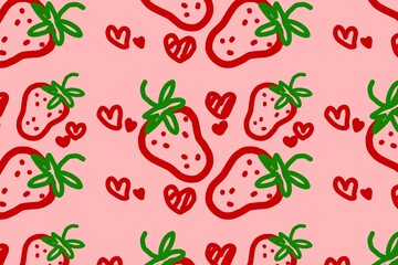 Handdrawn Strawberry Cute Fruit Pattern