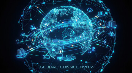 Network Communication Concept, Digital Connectivity and Data Exchange