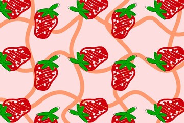 Red Strawberry Seamless Pattern Design