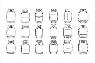 Propane tank and valve icon collection for industrial applications