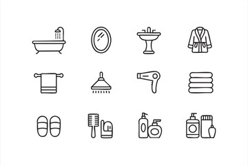 Towels, toiletries and grooming icons for hospitality projects