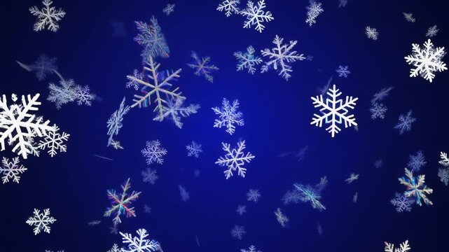 Beautiful Falling Snowflakes on a Deep Blue Winter Background for Seasonal Design