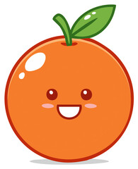 Fototapeta premium Cute kawaii orange fruit cartoon character with a happy smiling face vector illustration