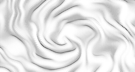 Dynamic ripple halftone mesh pattern with black and white gradient effects perfect for modern abstract vector backgrounds motion graphics or © kastanka
