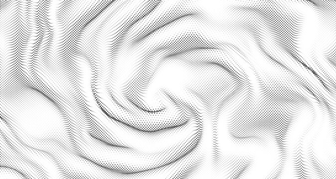 Dynamic ripple halftone mesh pattern with black and white gradient effects perfect for modern abstract vector backgrounds motion graphics or