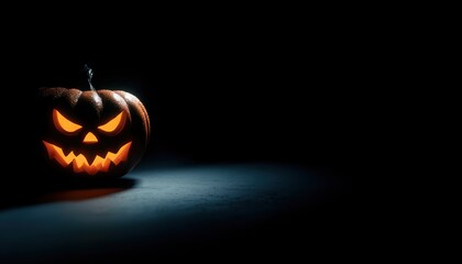 Dark-Themed Lit Jack-O'-Lantern · Halloween Visual Design Concept