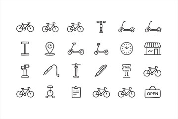 Minimal bicycle and scooter icon set for urban mobility design