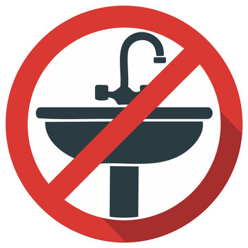 No Sink Symbol with Red Prohibition Circle and Diagonal Line