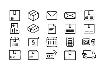 Shipping and parcel icon set for e-commerce delivery and logistics design