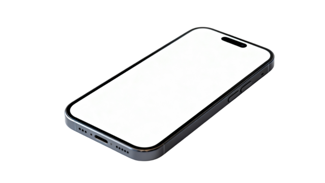 Modern smartphone with a blank screen displayed at an angle showcasing sleek design and technology