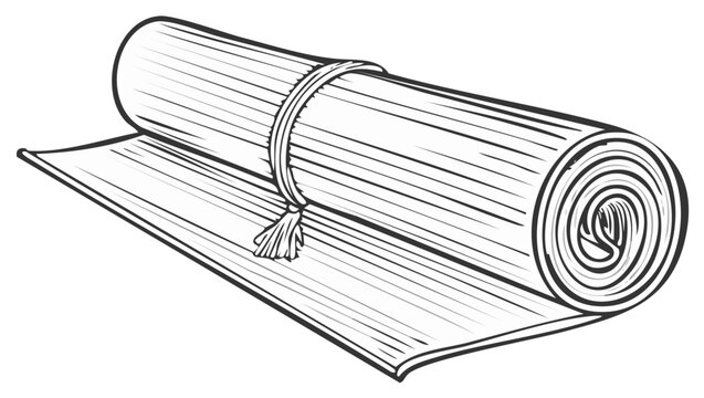 rolled yoga mat black and white clip art preview