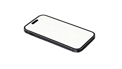 Simple black smartphone design with blank screen on white background showcasing modern technology and minimalistic style