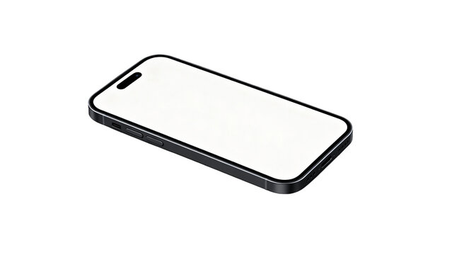 Simple black smartphone design with blank screen on white background showcasing modern technology and minimalistic style