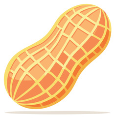 Stylized Peanut Illustration Featuring Textured Shell and Realistic Details, Healthy Snack