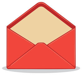 Vibrant red open envelope ready for messages invitations and communication