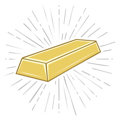 Shiny Gold Bar Ingot Cartoon Vector Icon of Wealth and Success