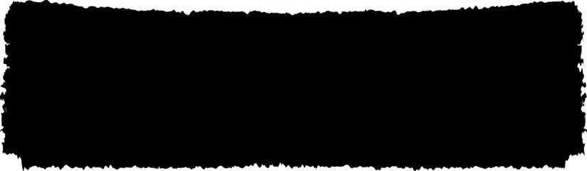 Black grunge brush stroke rectangular vector banner with rough edges for layout poster card design isolated on transparent background