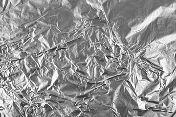 Aluminum crumpled foil background and texture