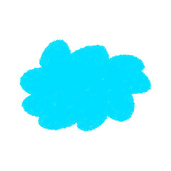 Drawing made by a kid, Hand drawn Cloud sketch of chalk or crayon on transparent background. 