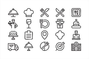 Vector food and beverage symbols for restaurant marketing and digital menus