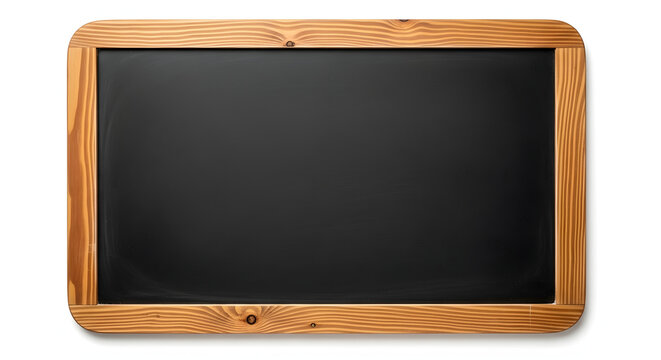 Blank Blackboard with Wooden Frame Isolated on White Background Ready