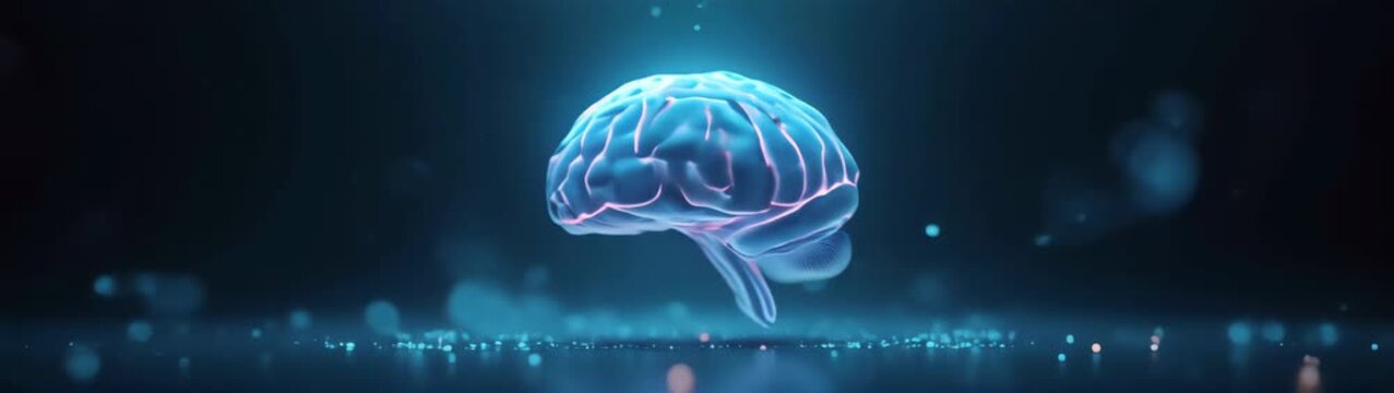 Brain with a blue light shining on it