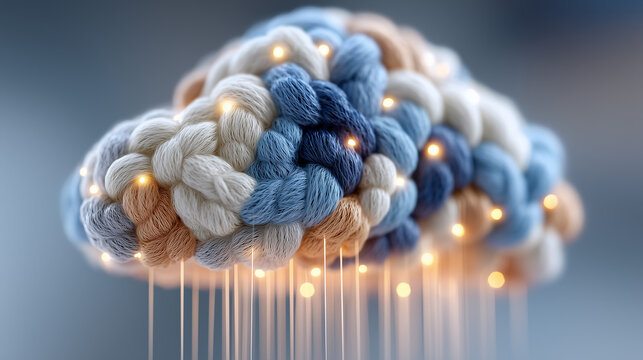 colorful yarn collection, white and gray textures, soft bokeh background, depth of field effect,