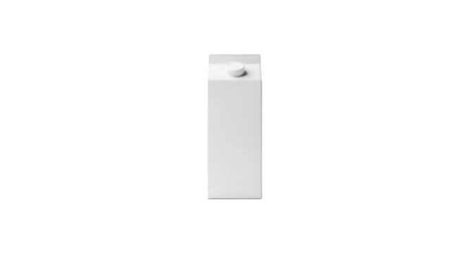 White milk carton isolated on transparent background