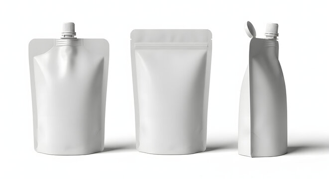 Blank White Stand Up Pouch Mockup for Product Packaging