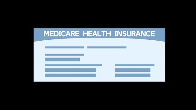 Animation of a US Medicare health insurance card coming to the center