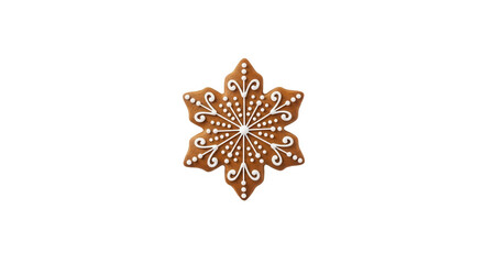 Gingerbread snowflake cookie isolated on transparent background
