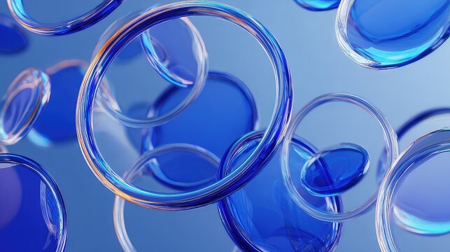 Experience the mesmerizing dance of translucent blue circles, a modern and elegant background for technology, science, or innovative business concepts, evoking a sense of clarity and flow