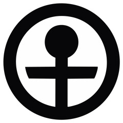 Fototapeta premium Minimalist black circular emblem featuring a stylized anchor or cross symbol for universal concepts