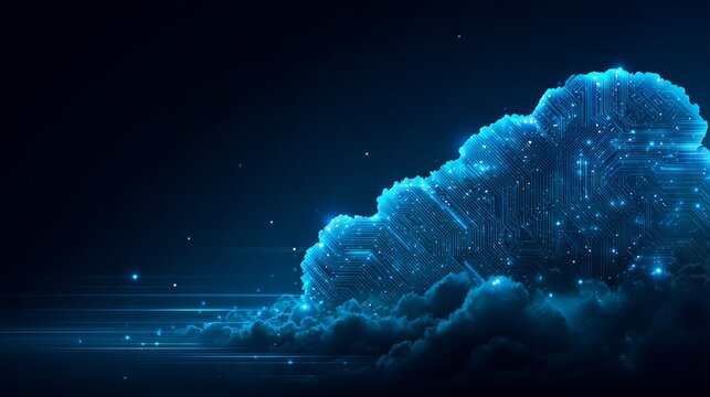 Stunning abstract cloud computing concept with glowing circuit board design for innovative technology projects and digital transformation solutions
