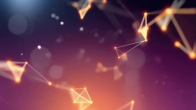 Dynamic network connections moving across a vibrant gradient background, perfect for tech, data, and innovation marketing campaigns