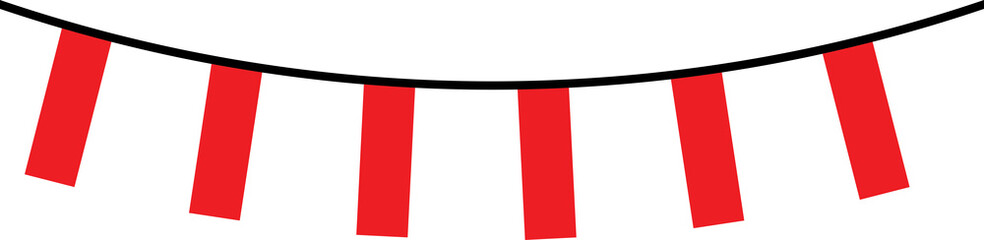 Seamless flag of Indonesia party bunting border. Flat design illustration.	