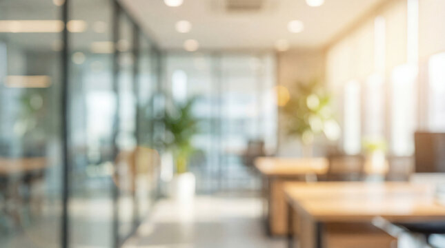 Bright Modern Office Interior with Sunlight Blur